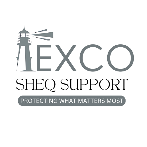 EXCO SHEQ Support company logo designed by Voodoo Media for workplace safety and compliance branding.